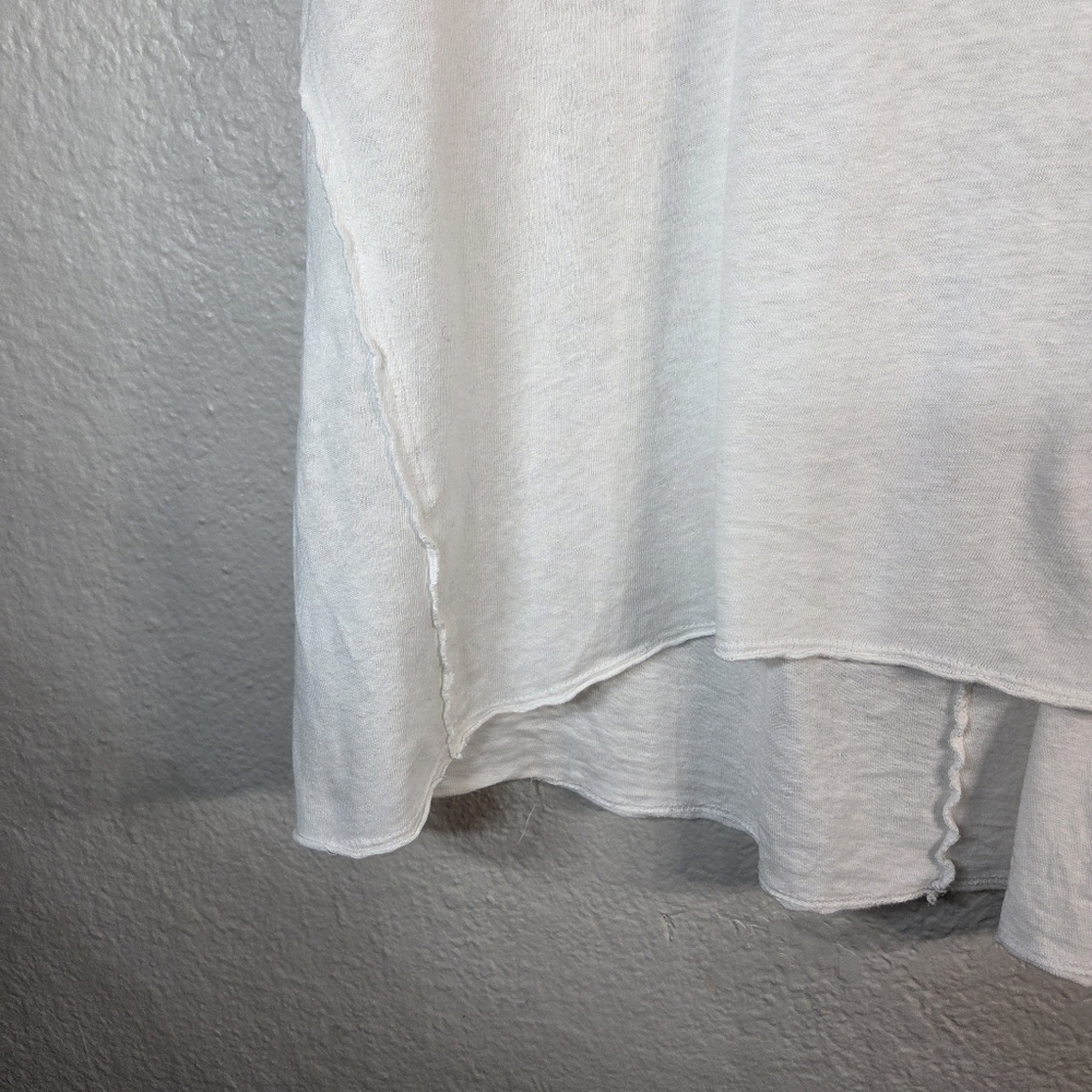 Pilcro Oversized Linen Lightweight Cap Muscle Tee Causal Sz L White Assimetrical - Picture 7 of 15